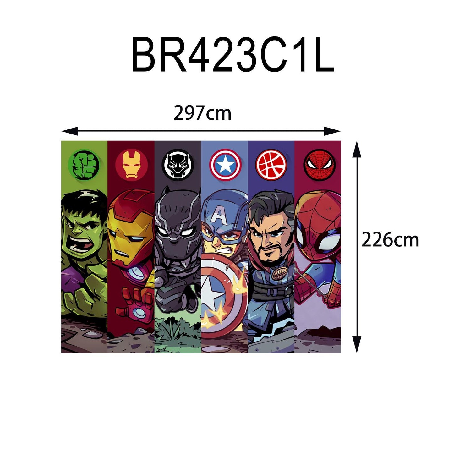 Cartoon Superheroes Banner - Iconic Logos and Portraits