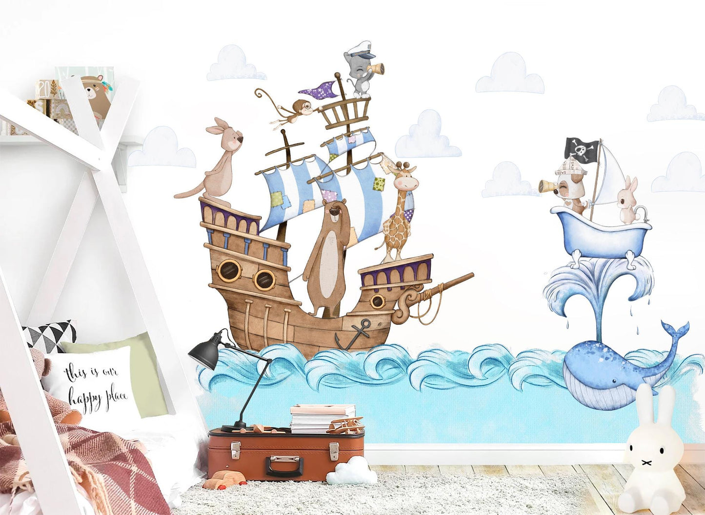 Noah's Ark Adventure with Animals & Pirates - Wall Decal for Kids Room - BR492