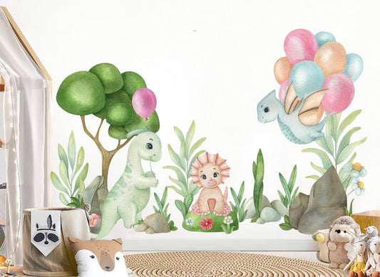 Adorable Baby Dinosaurs Wall Decal - Cute Dino Wall Art for Kids' Rooms - BR497