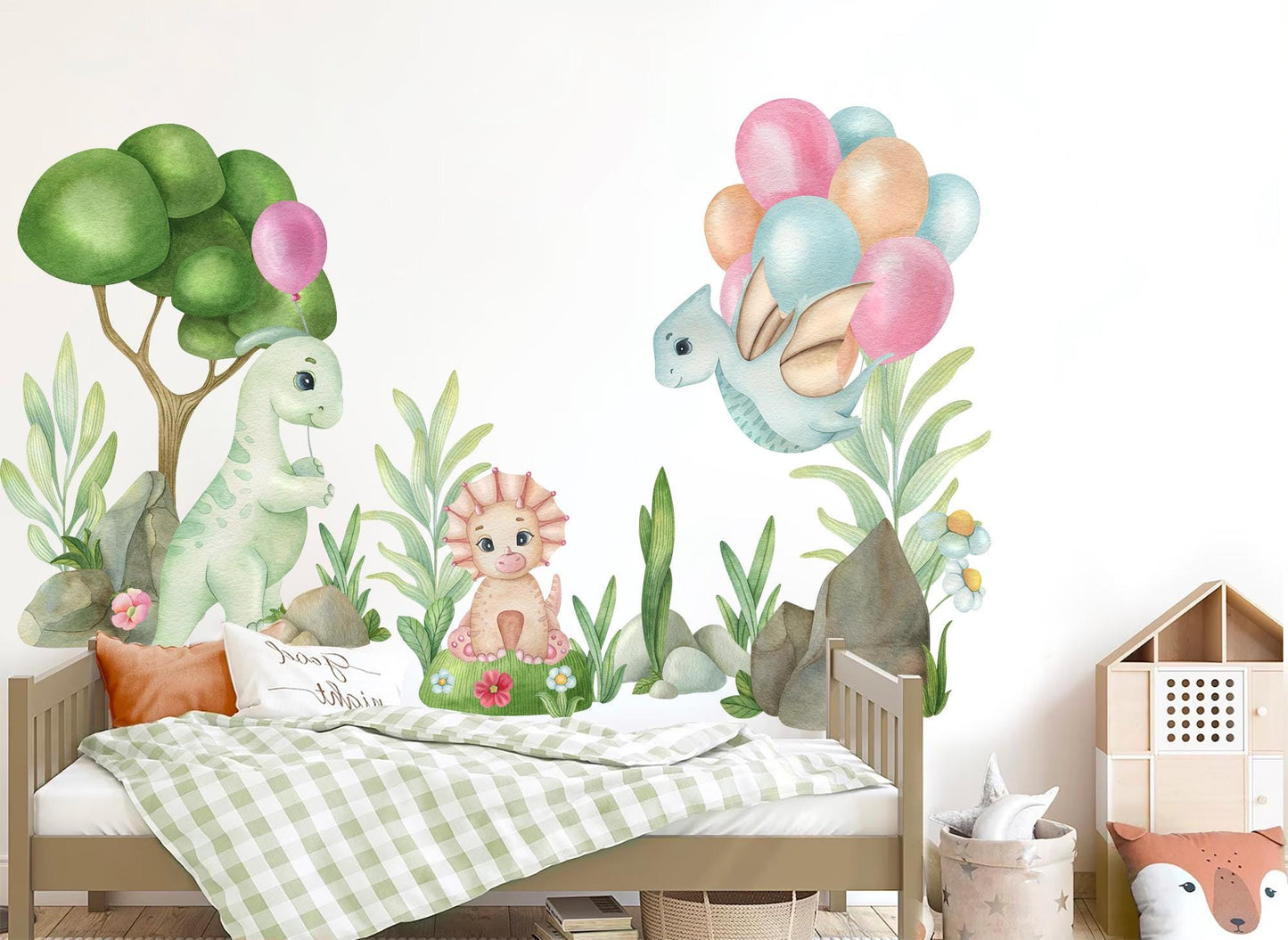 Adorable Baby Dinosaurs Wall Decal - Cute Dino Wall Art for Kids' Rooms - BR497