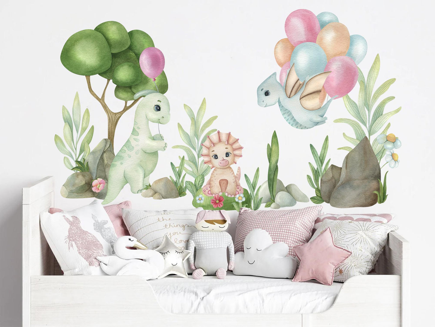Adorable Baby Dinosaurs Wall Decal - Cute Dino Wall Art for Kids' Rooms - BR497