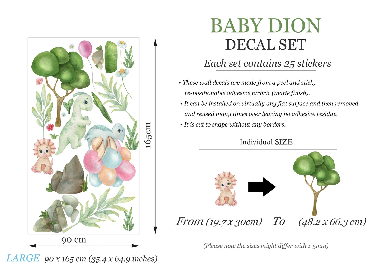 Adorable Baby Dinosaurs Wall Decal - Cute Dino Wall Art for Kids' Rooms - BR497
