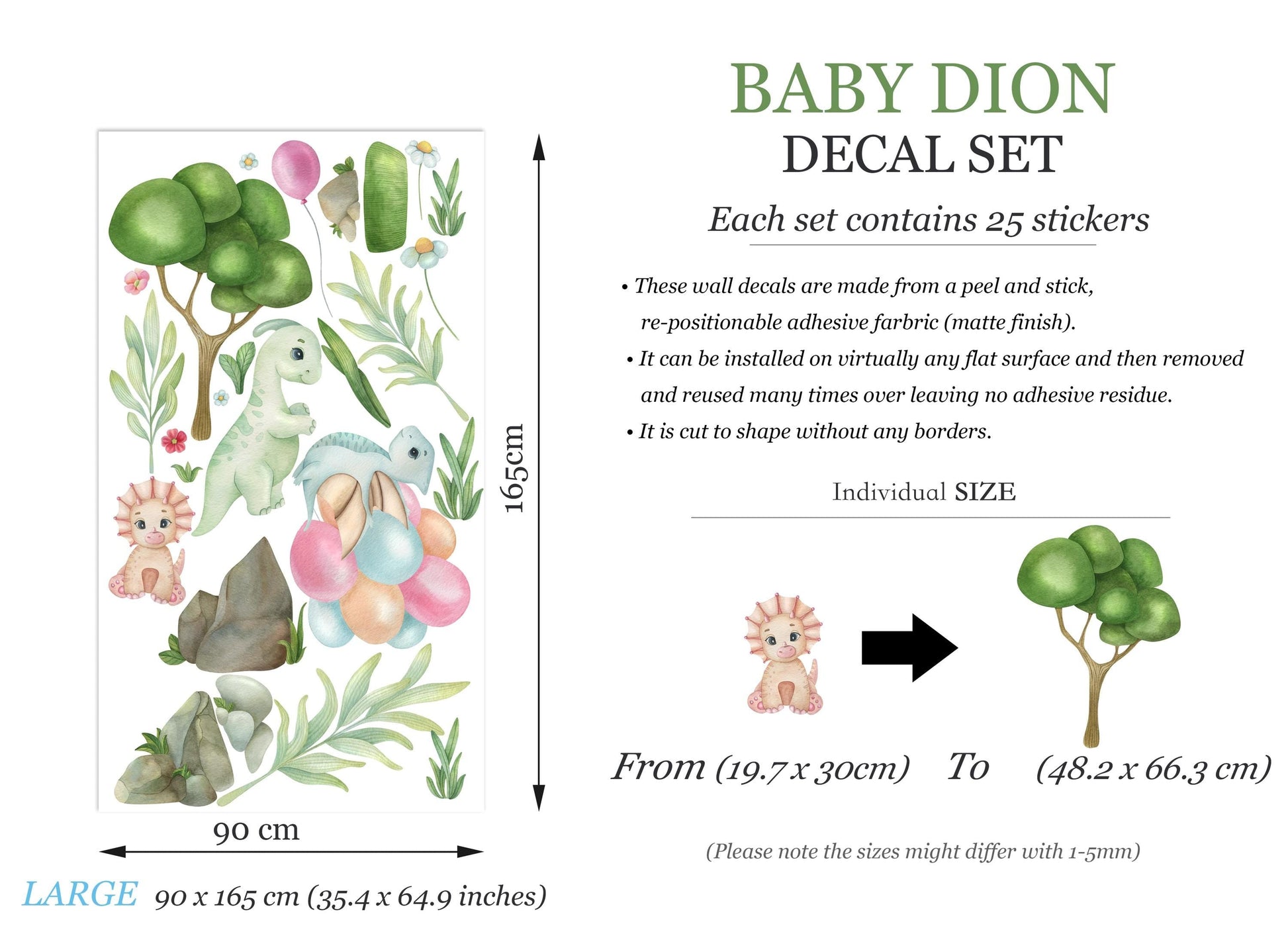 Adorable Baby Dinosaurs Wall Decal - Cute Dino Wall Art for Kids' Rooms - BR497