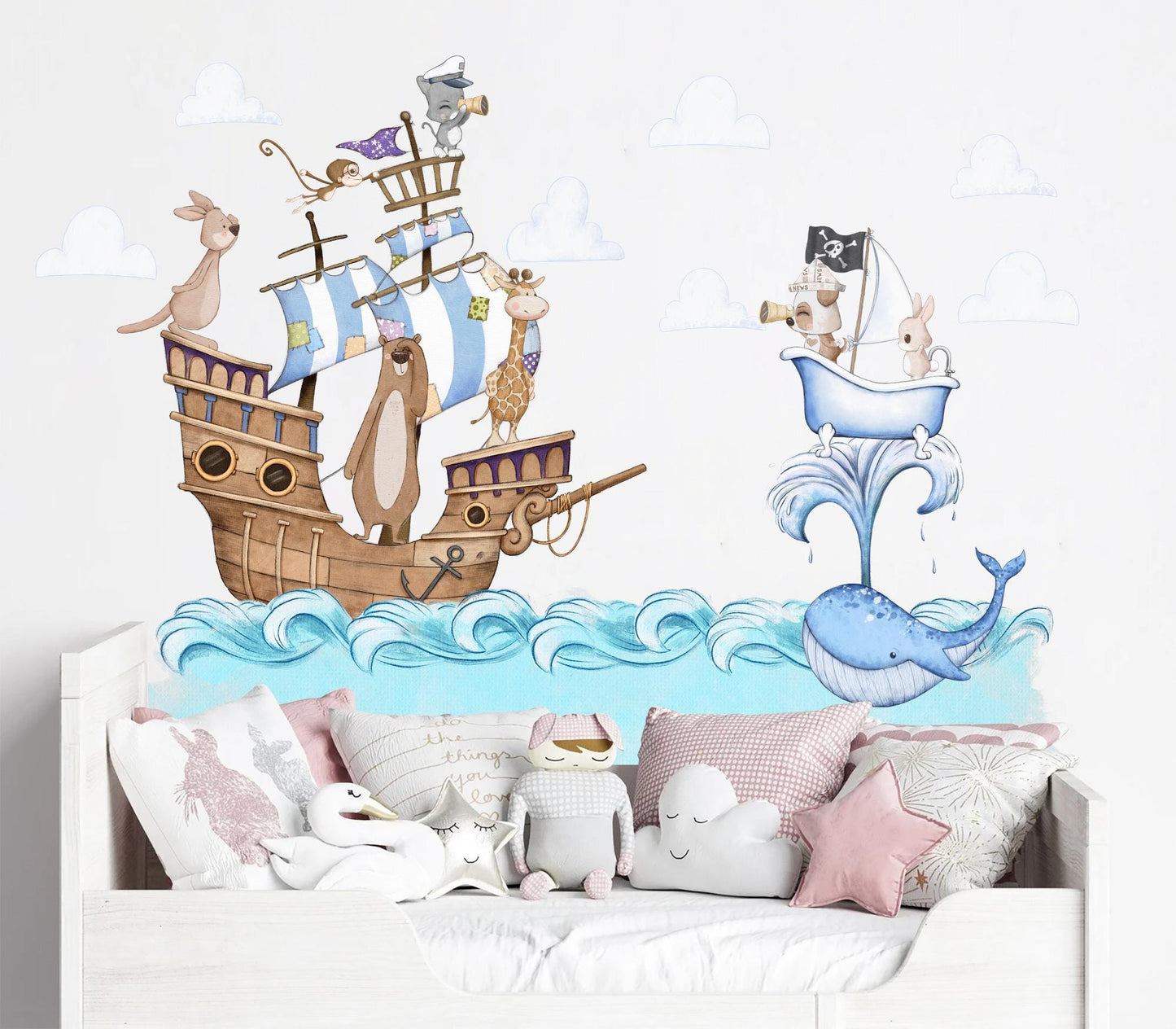 Noah's Ark Adventure with Animals & Pirates - Wall Decal for Kids Room - BR492