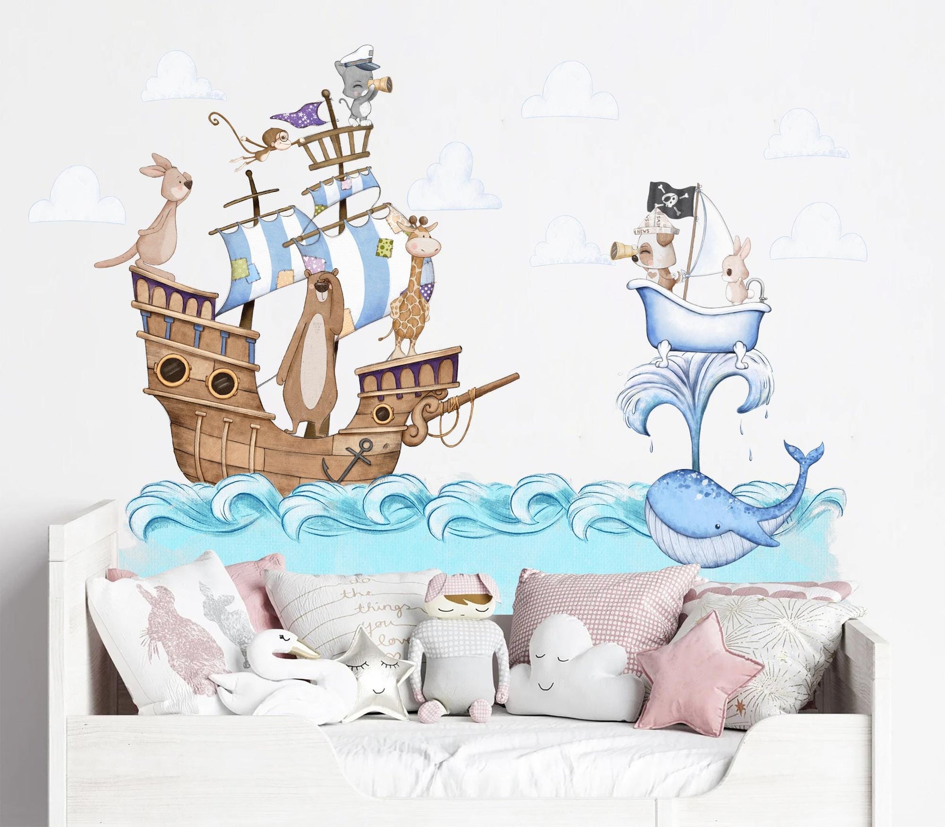 Noah's Ark Adventure with Animals & Pirates - Wall Decal for Kids Room - BR492