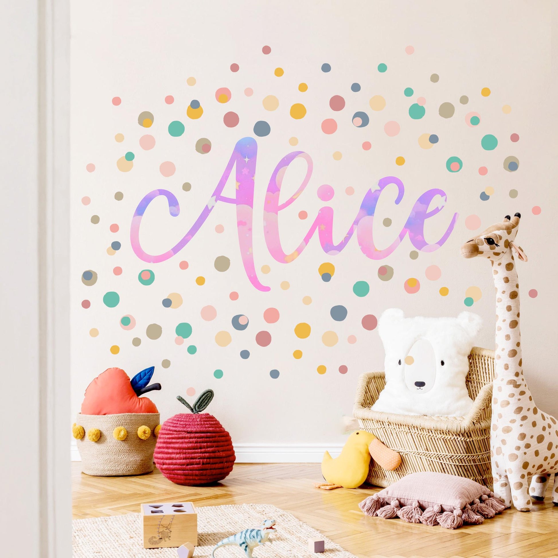 Boho Polka Dot Wall Decals – 198 PCS Neutral Fabric Stickers, Peel and Stick PVC-Free Wall Art for Nursery, Kids Room, Classroom