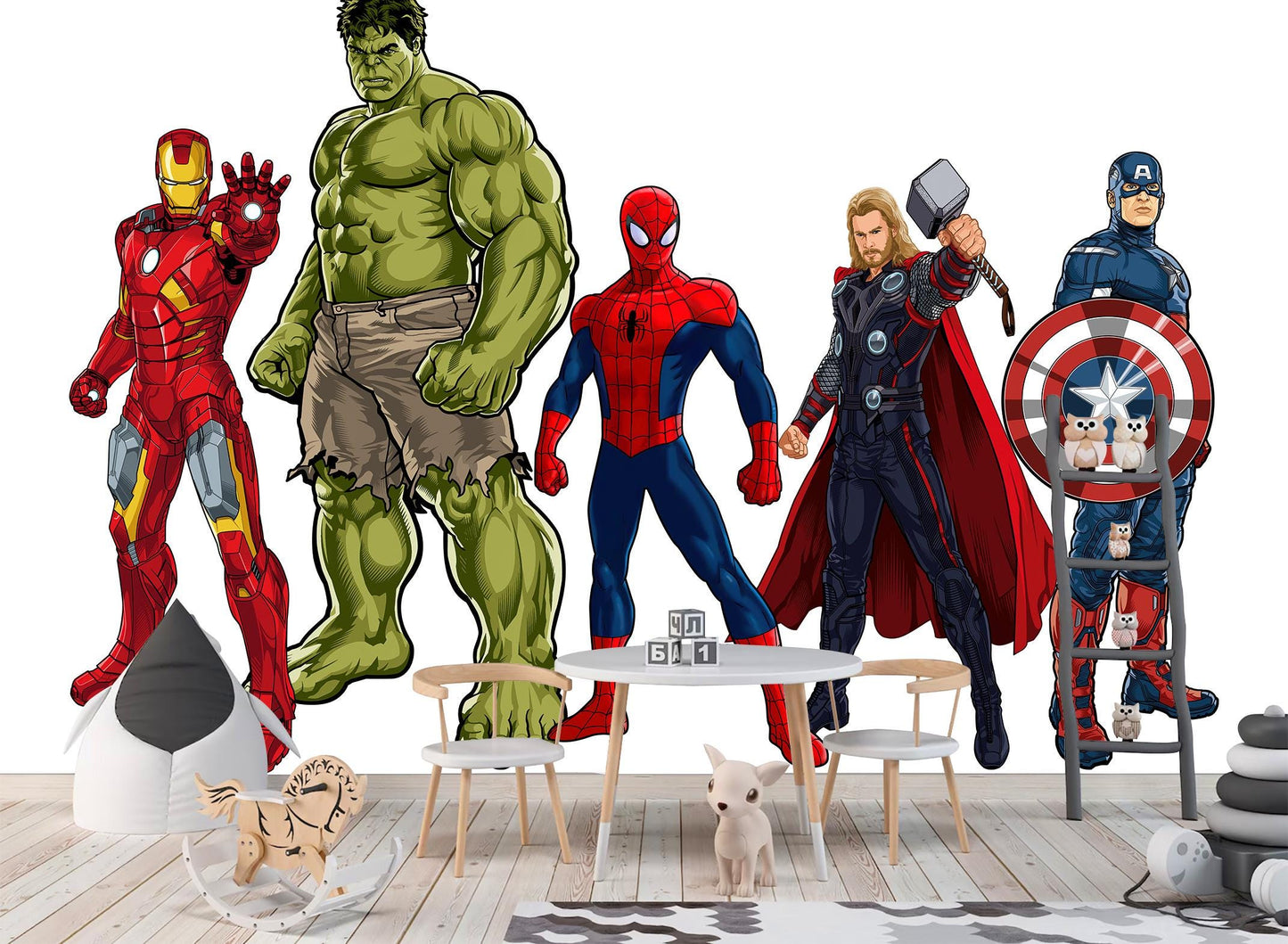Standing Superhero Avengers Wall Decal - Spiderman Captain America Hulk Iron Man - Boy Bedroom Decor