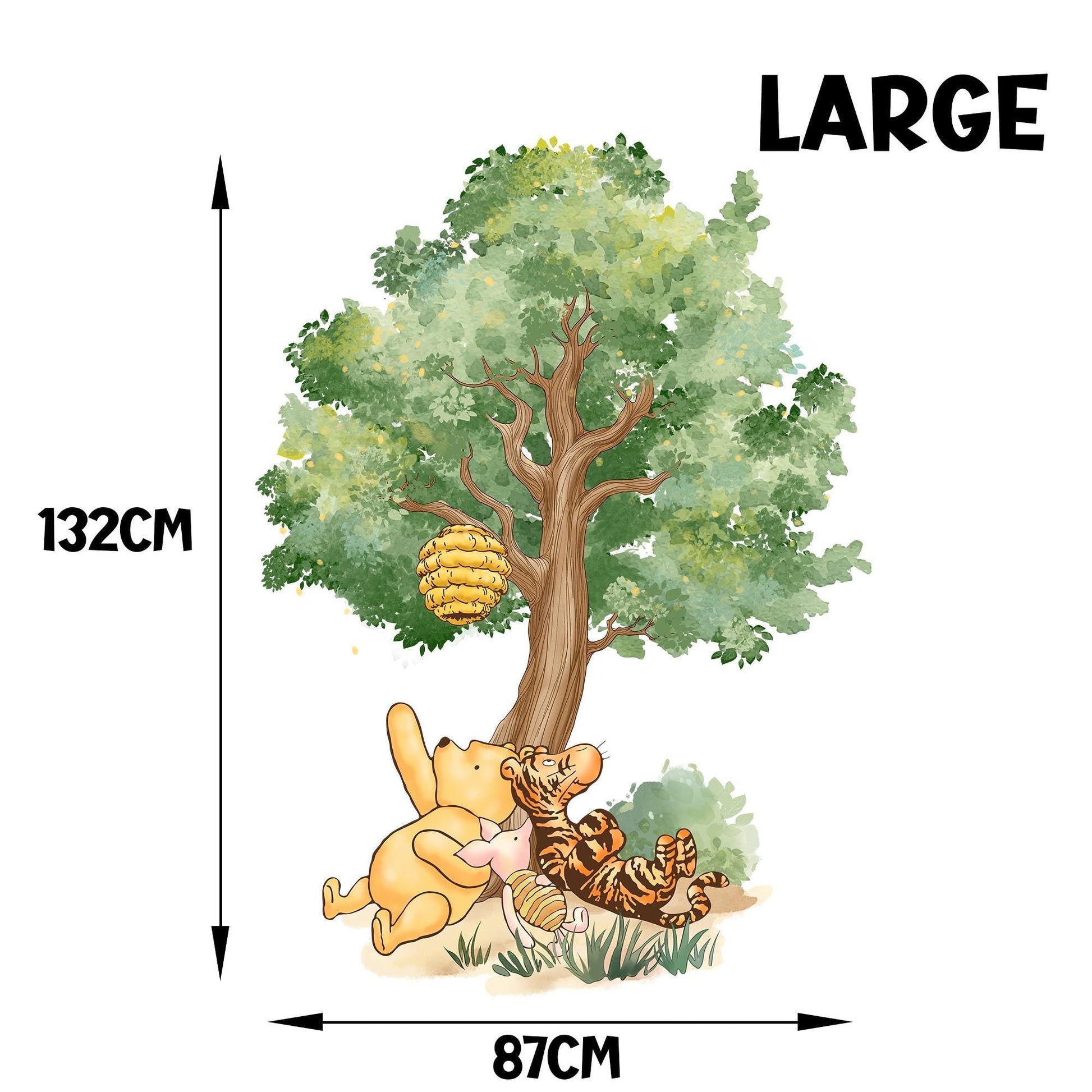 Winnie the Pooh Tree Wall Decal – Removable Nursery Wall Sticker, Tigger Piglet Forest Scene, Large Small Size