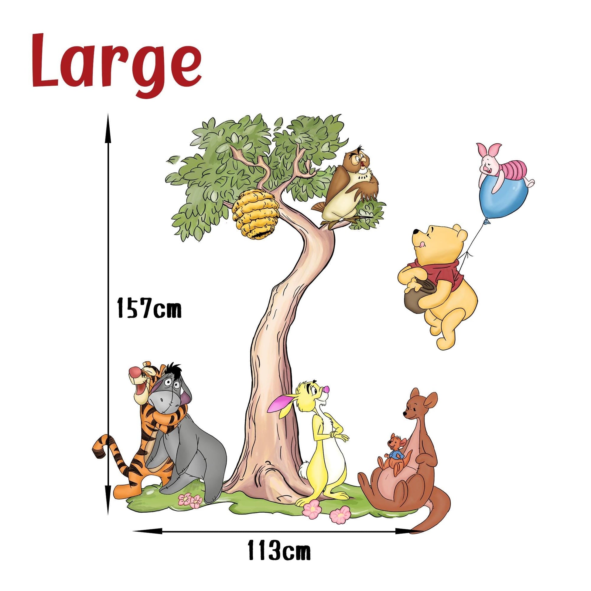 Winnie the Pooh Friends Tree Wall Decal – Large Kids Room Removable Fabric Stickerr - Wall Decal for Nursery