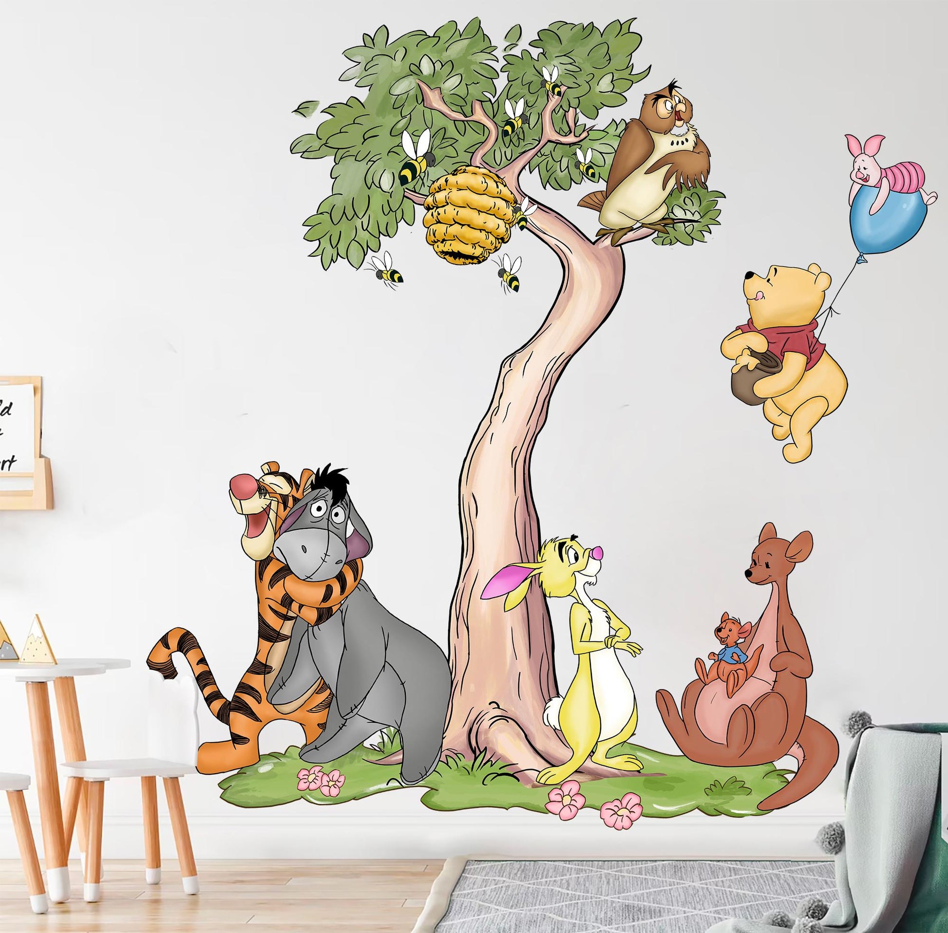 Winnie the Pooh Friends Tree Wall Decal – Large Kids Room Removable Fabric Stickerr - Wall Decal for Nursery