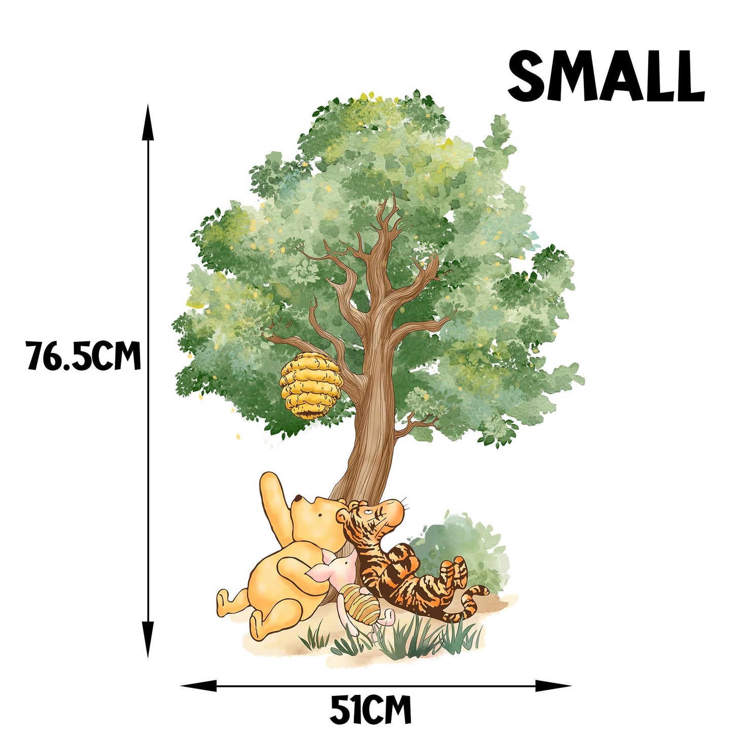 Winnie the Pooh Tree Wall Decal – Removable Nursery Wall Sticker, Tigger Piglet Forest Scene, Large Small Size