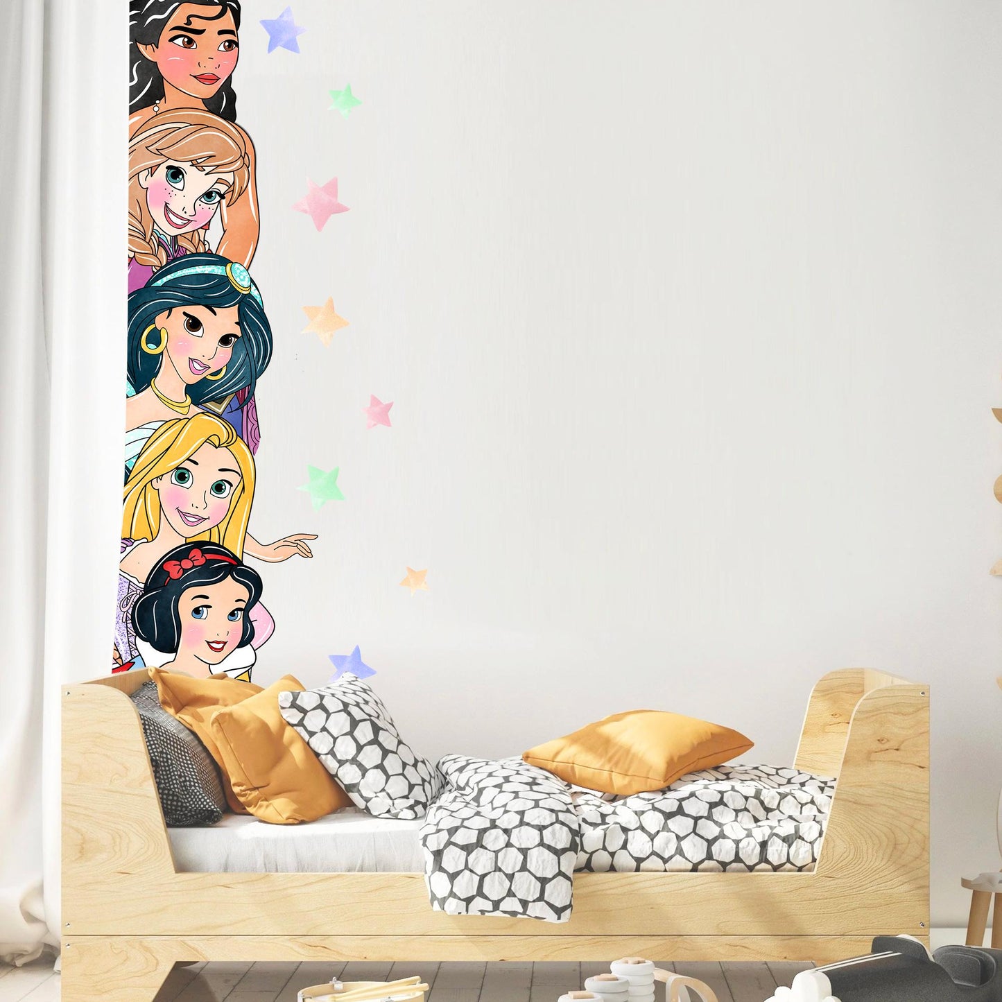 Princess Wall Decal for Girls Room – Cartoon Door Height Sticker | Peel and Stick Fabric Mural | 2 Sets Available
