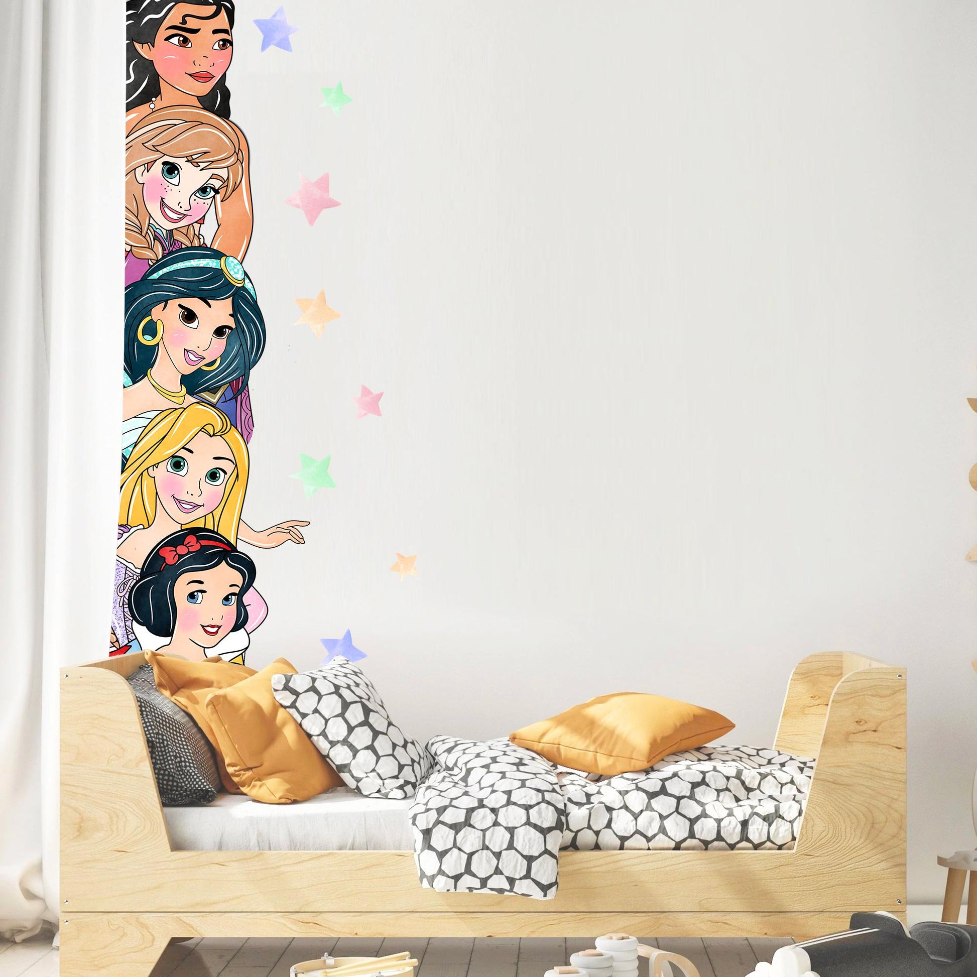 Princess Wall Decal for Girls Room – Cartoon Door Height Sticker | Peel and Stick Fabric Mural | 2 Sets Available