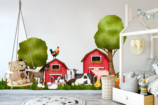Farm Animals Wall Decal Barn Tractor Mural Cow Horse Pig Nursery Decor