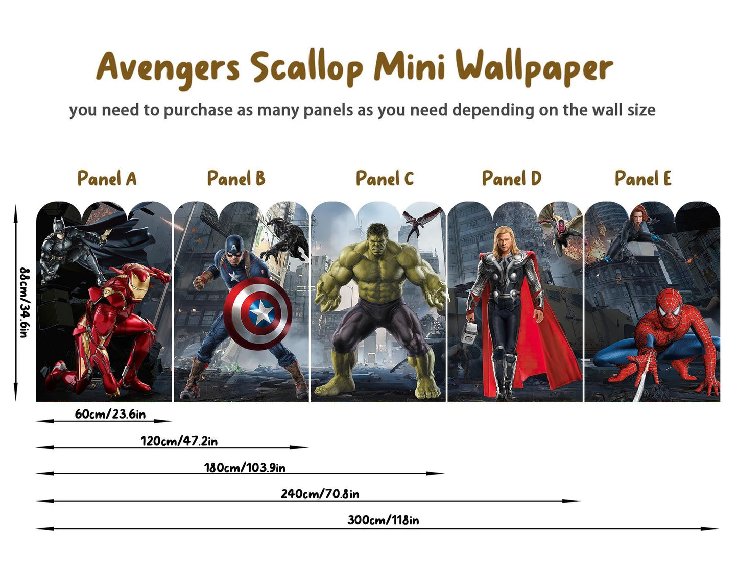 Superhero Alliance Fabric Wall Mural - City Battleground with Iron Man Captain America Batman Hulk Spider-Man