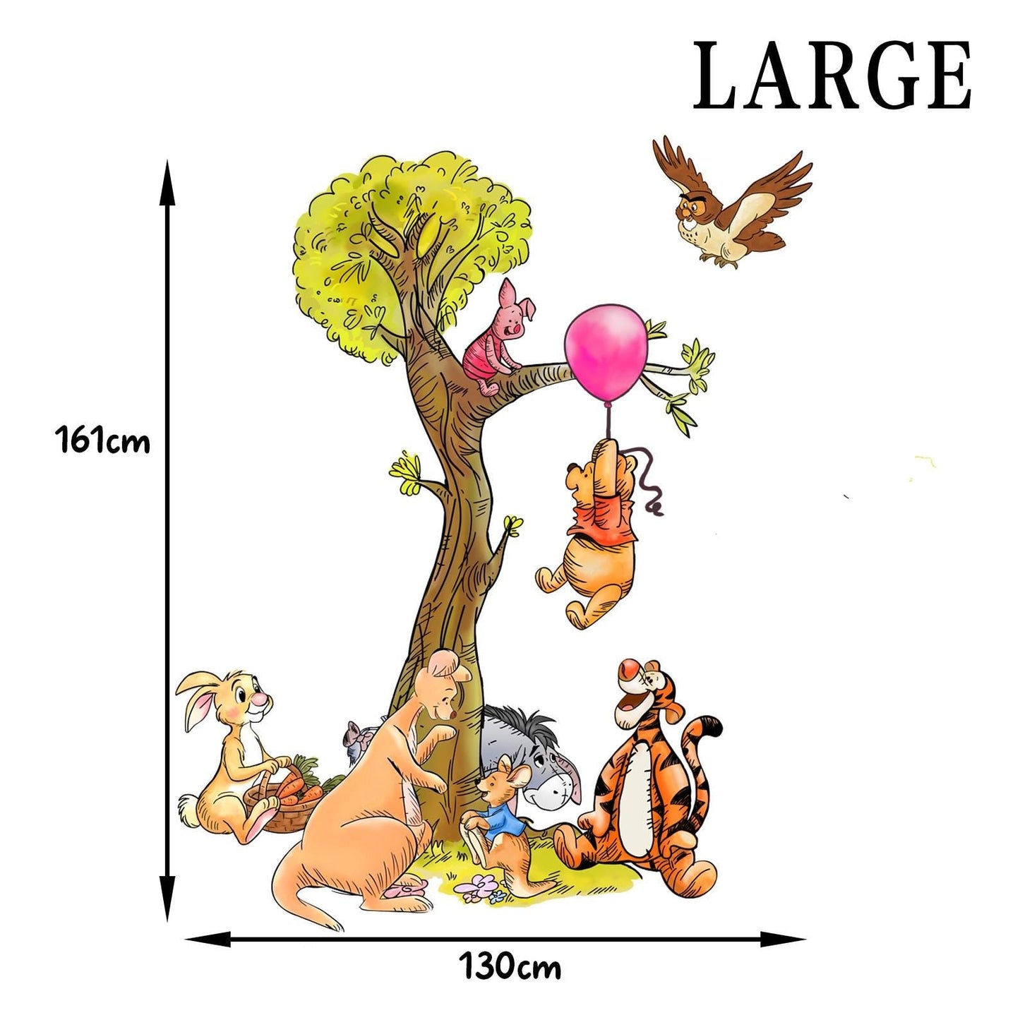 Winnie the Pooh Tree Wall Decal, Nursery Decor with Tigger, Piglet, Eeyore, Roo, Rabbit
