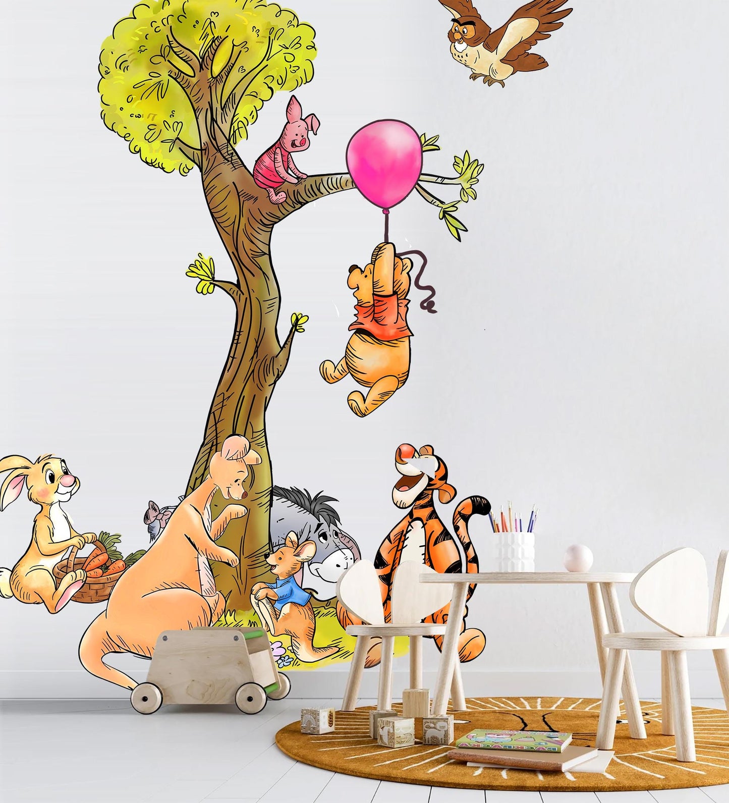 Winnie the Pooh Tree Wall Decal, Nursery Decor with Tigger, Piglet, Eeyore, Roo, Rabbit