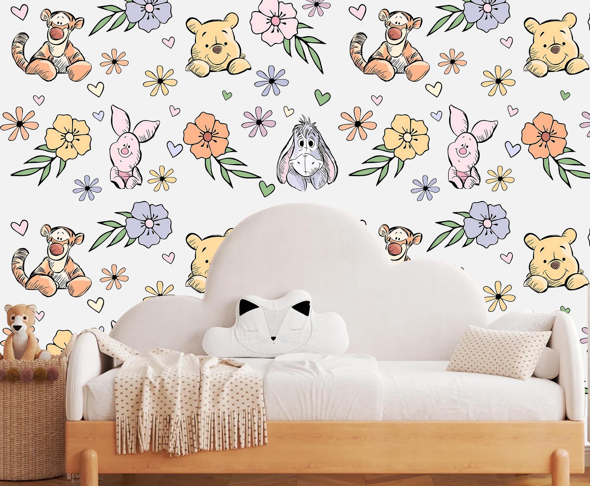 Winnie the Pooh Wall Decals Floral Nursery Decor Pooh Piglet Tigger Eeyore Stickers