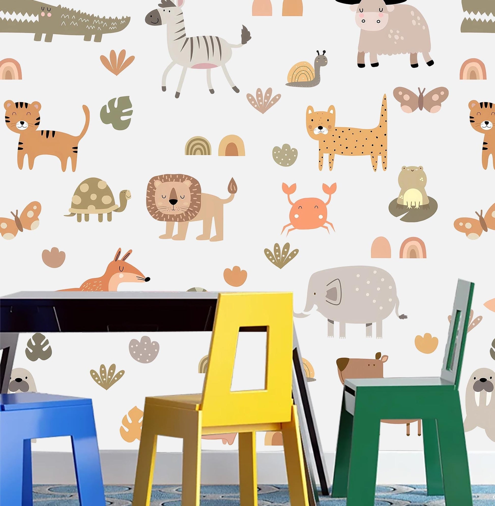 Jungle Animal Wall Decals Safari Nursery Stickers Kids Room Decor