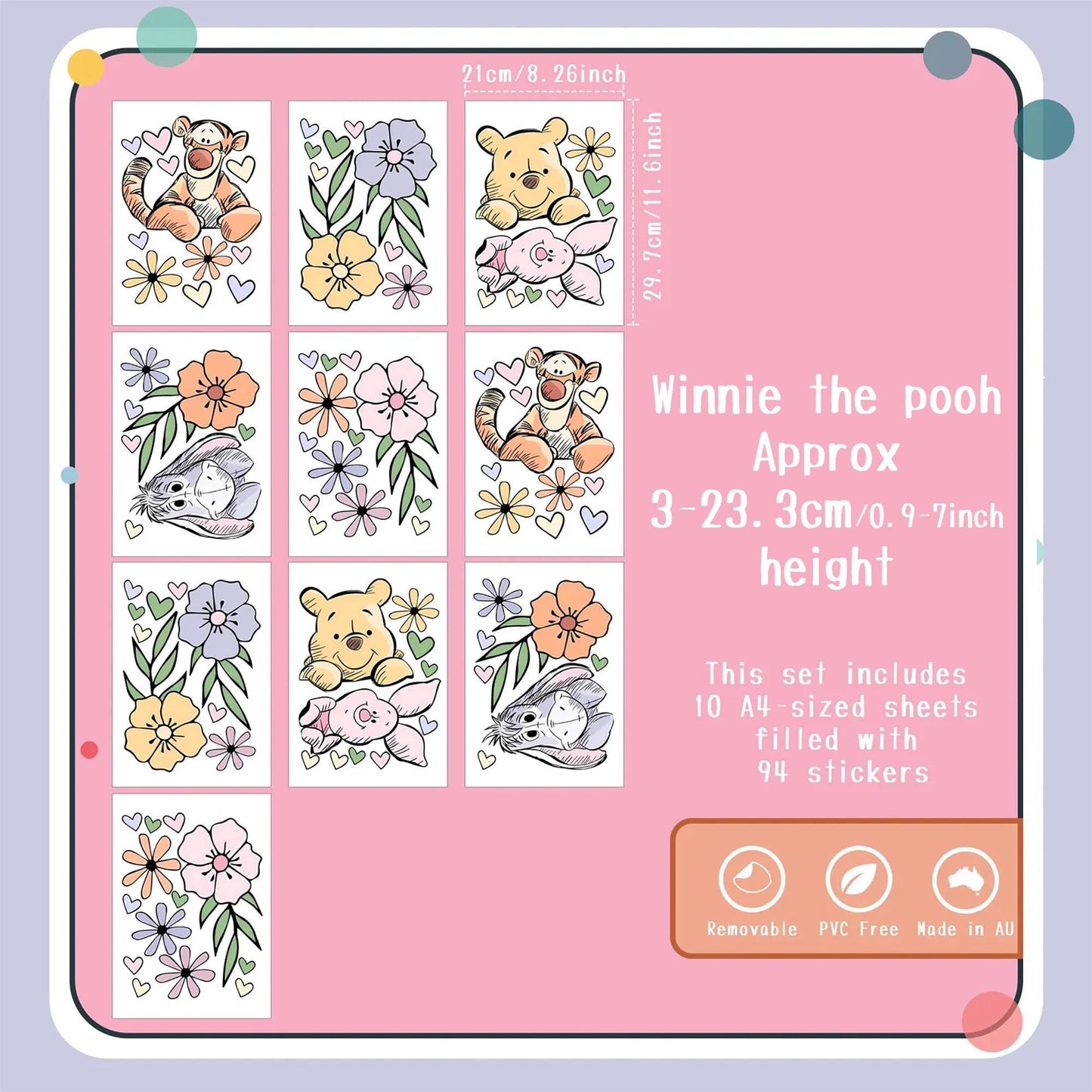 Winnie the Pooh Wall Decals Floral Nursery Decor Pooh Piglet Tigger Eeyore Stickers