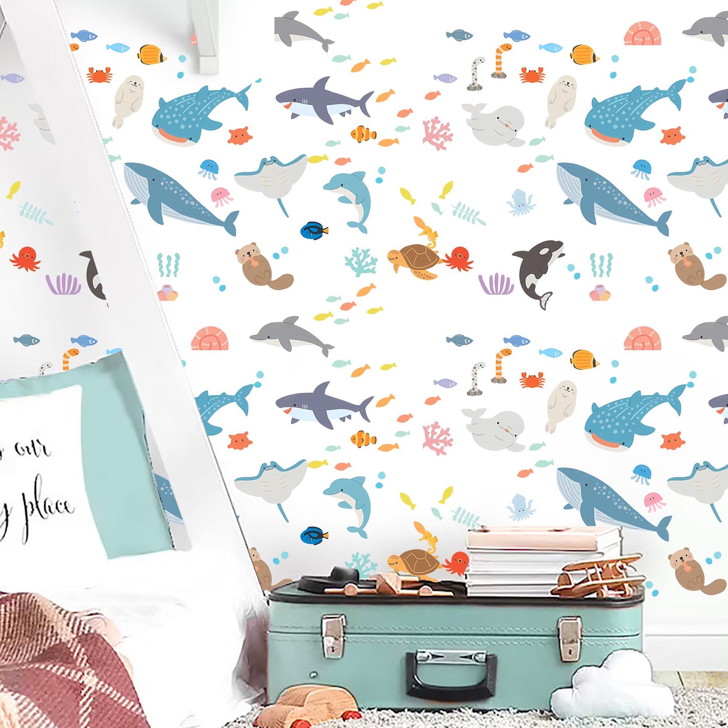 Ocean Wall Decals Whale Shark Dolphin Kids Room Wall Stickers