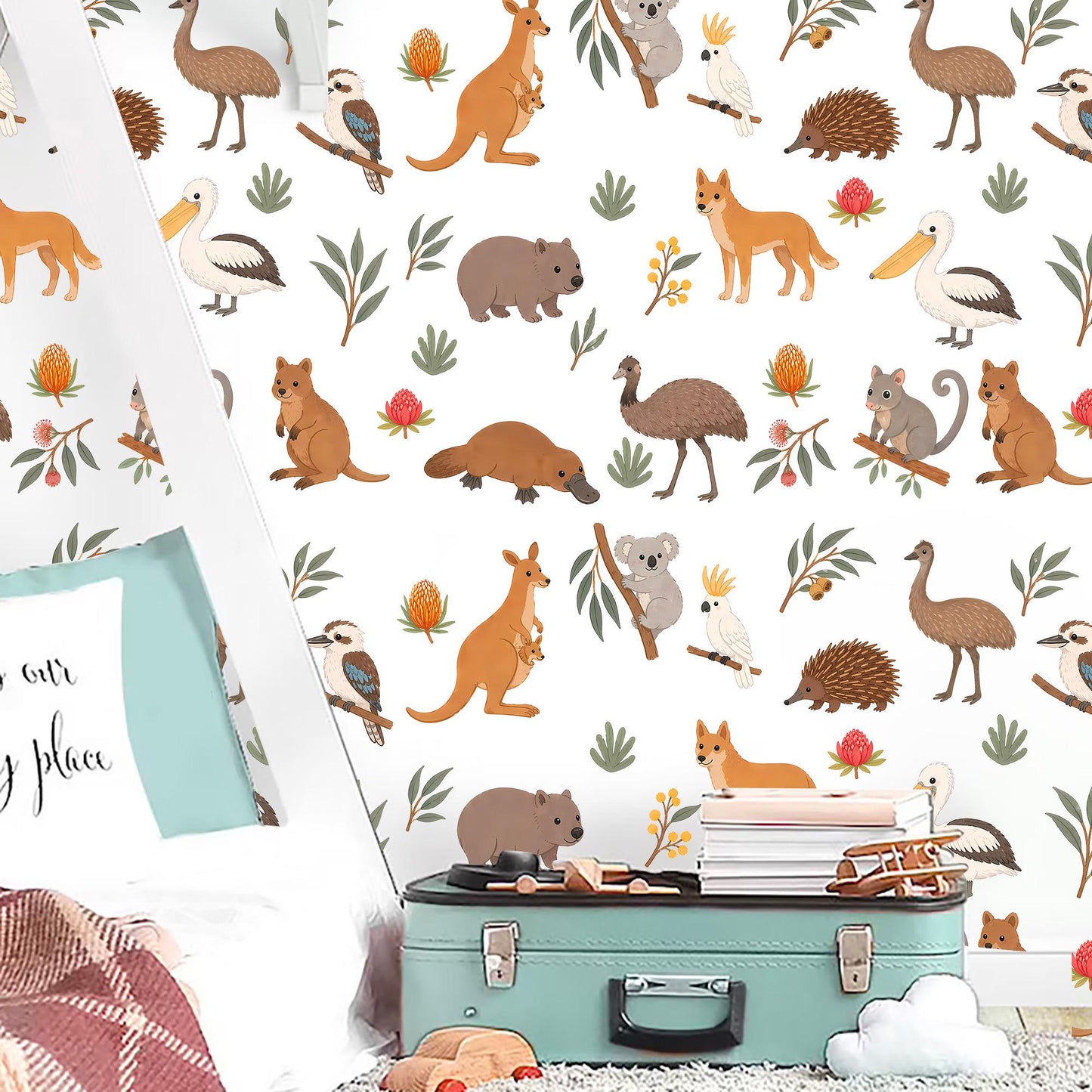 Australian Animal Wall Decals Nursery, Koala Kangaroo Wombat Stickers Kids Room Decor