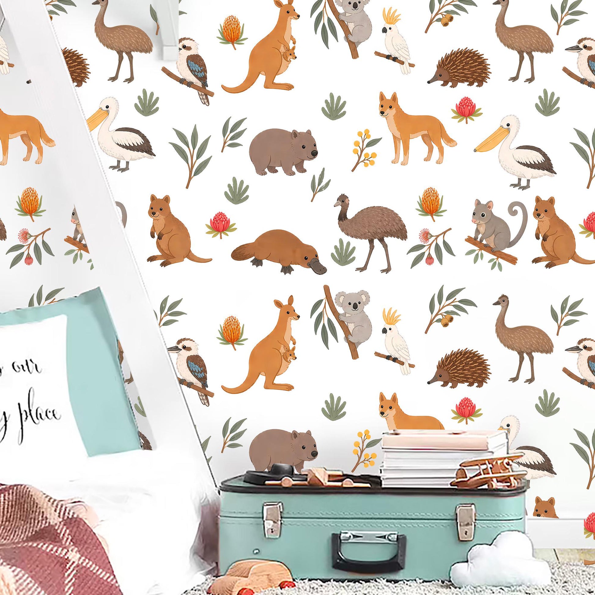 Australian Animal Wall Decals Nursery, Koala Kangaroo Wombat Stickers Kids Room Decor