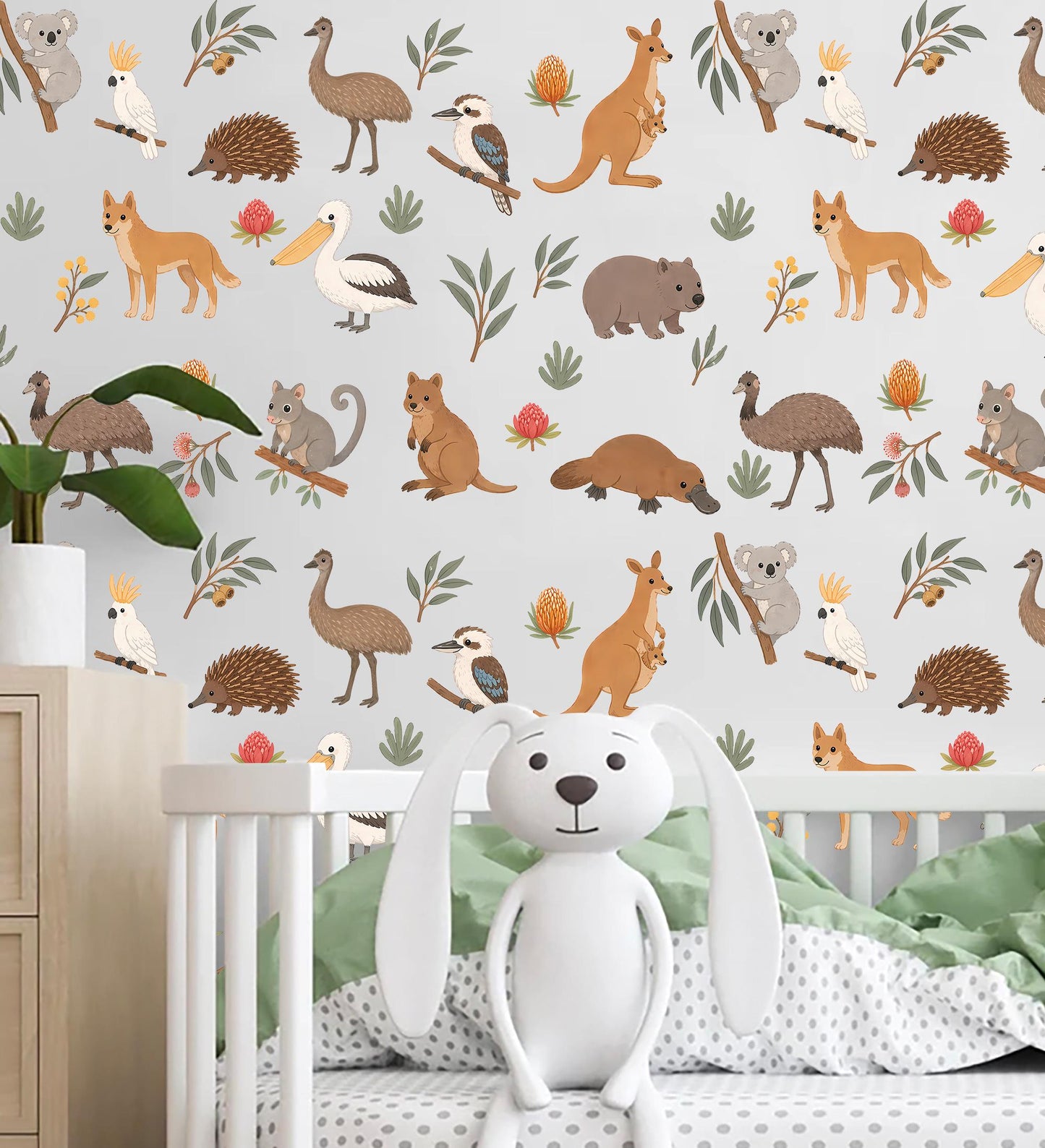 Australian Animal Wall Decals Nursery, Koala Kangaroo Wombat Stickers Kids Room Decor