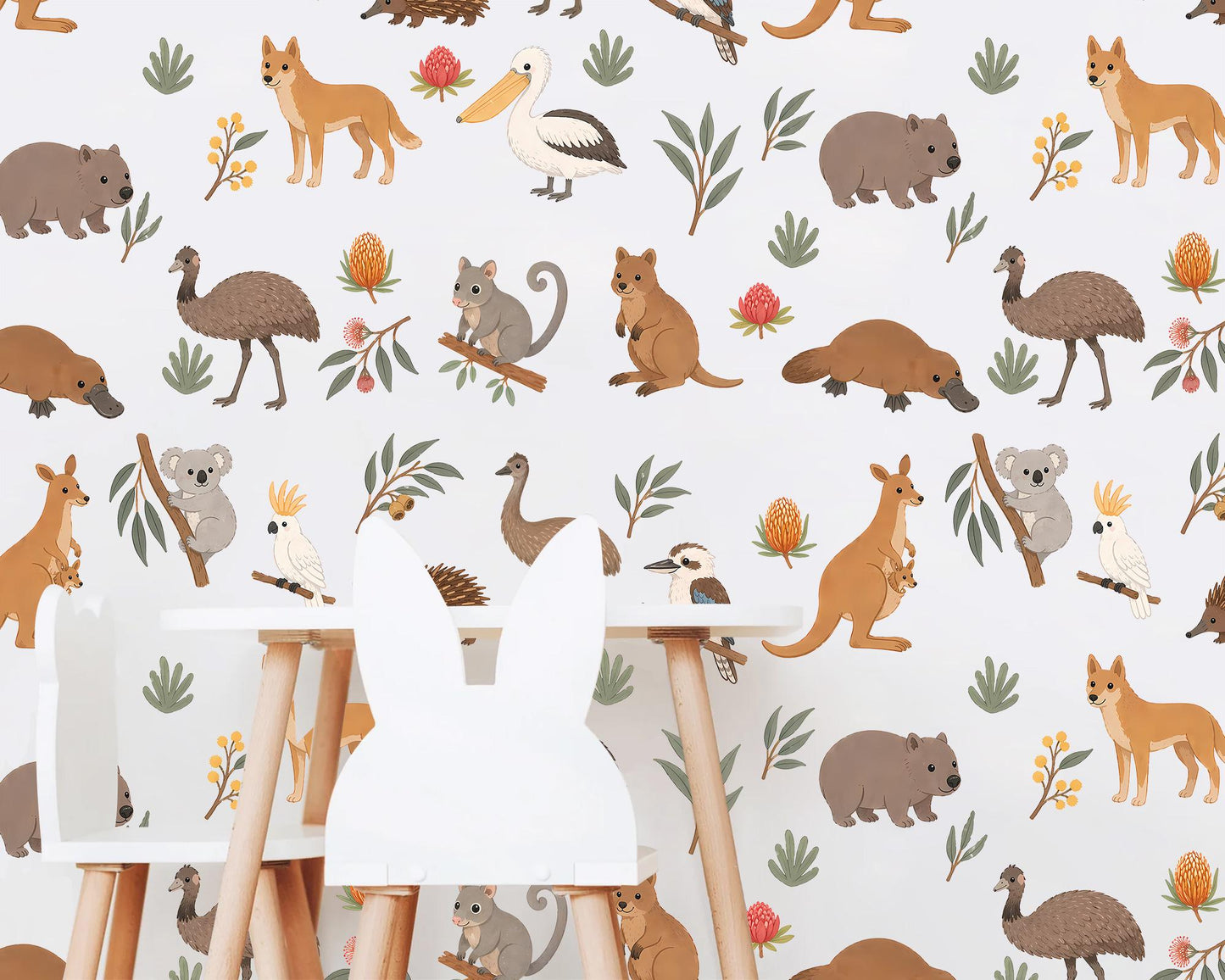 Australian Animal Wall Decals Nursery, Koala Kangaroo Wombat Stickers Kids Room Decor