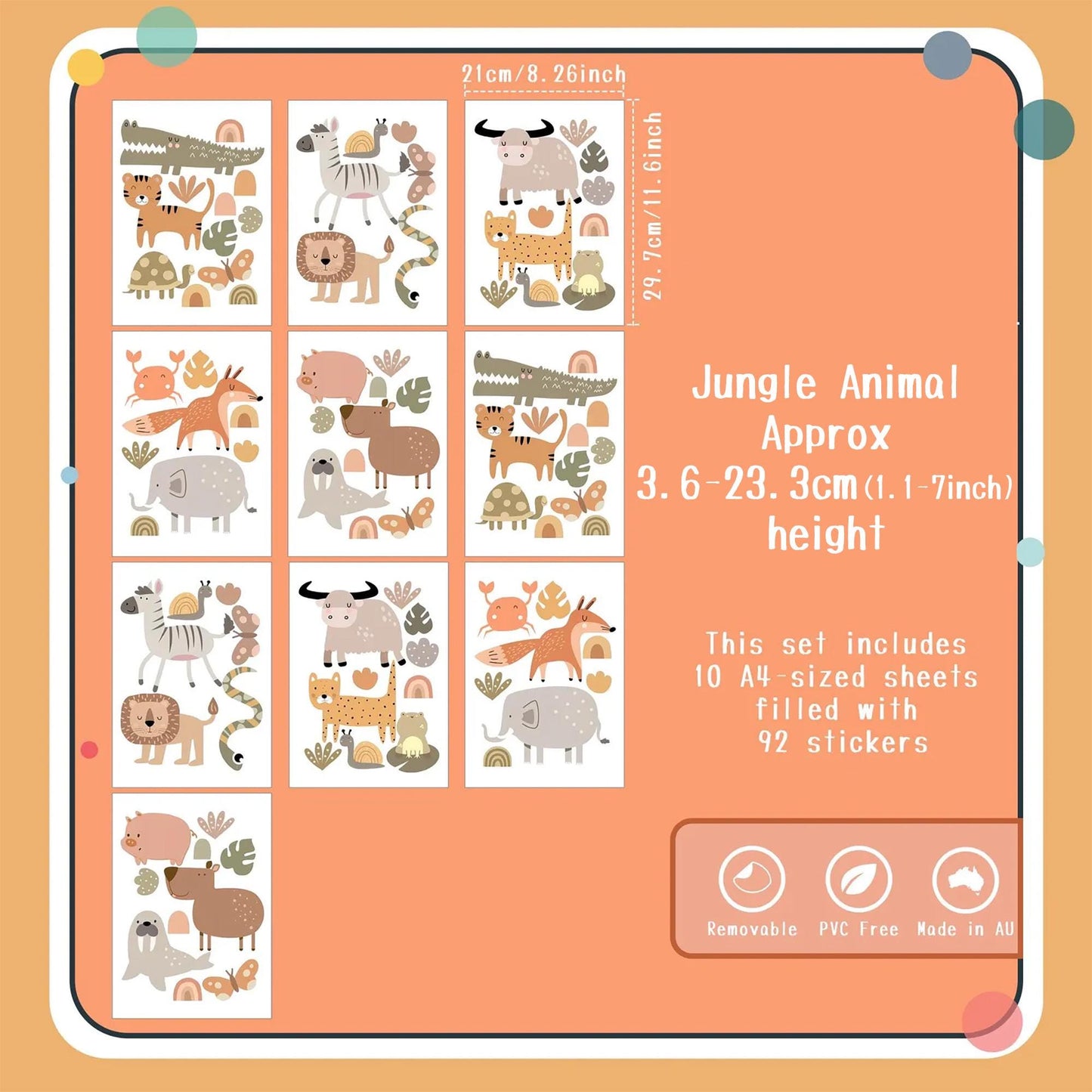 Jungle Animal Wall Decals Safari Nursery Stickers Kids Room Decor