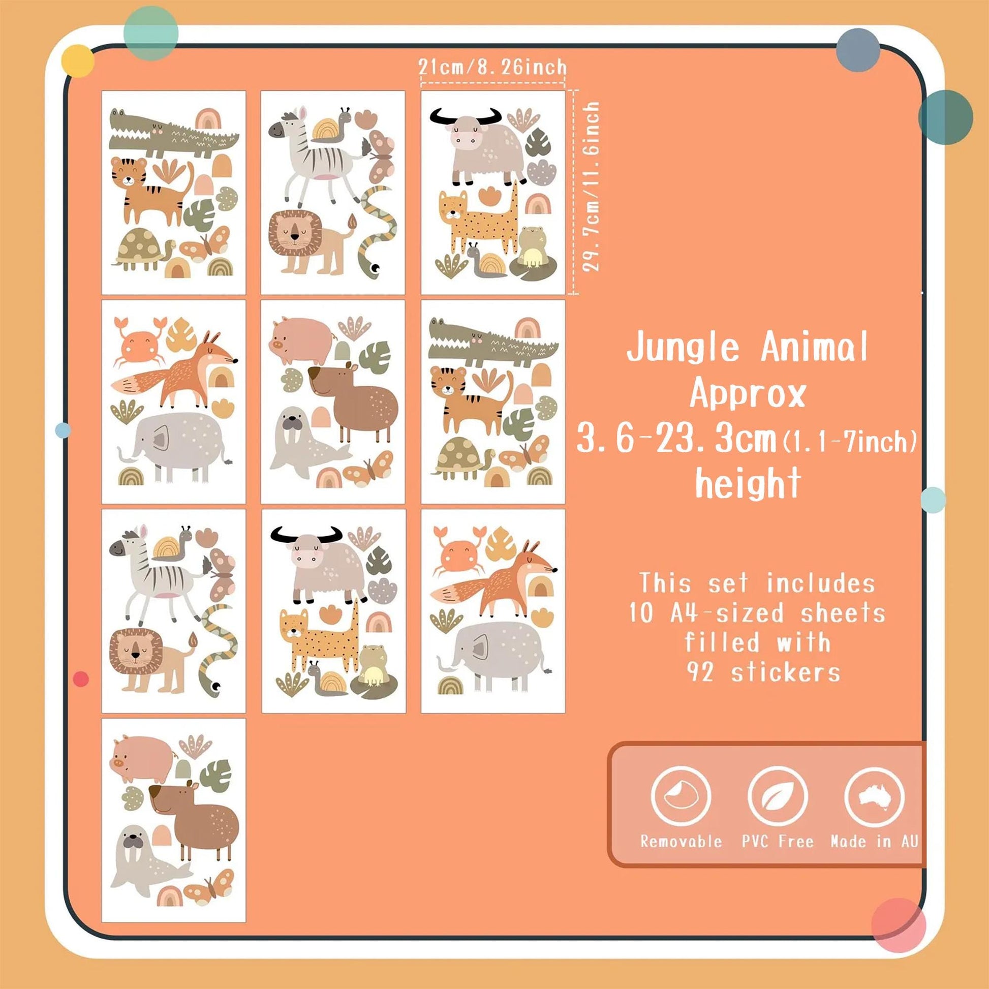 Jungle Animal Wall Decals Safari Nursery Stickers Kids Room Decor