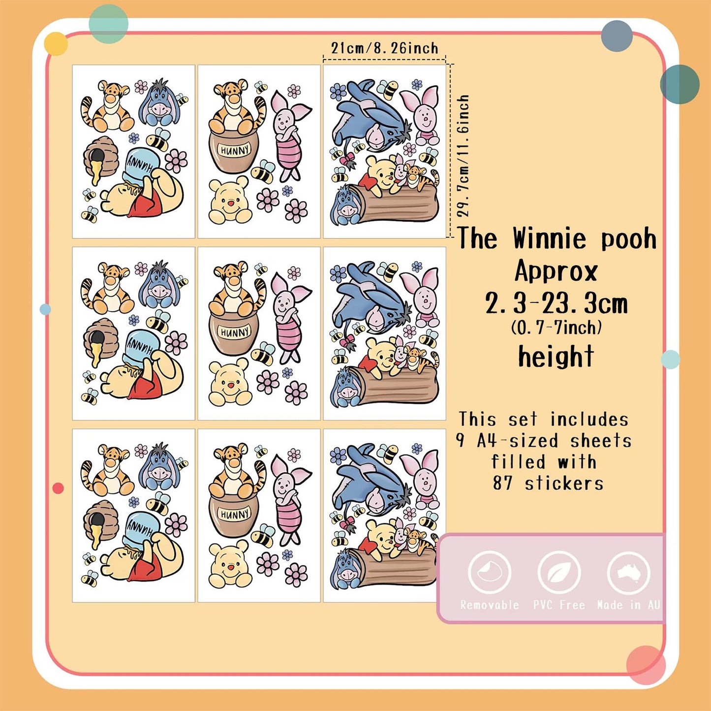Winnie the Pooh Wall Decals Pooh Bear Nursery Wall Stickers Kids Room Decor