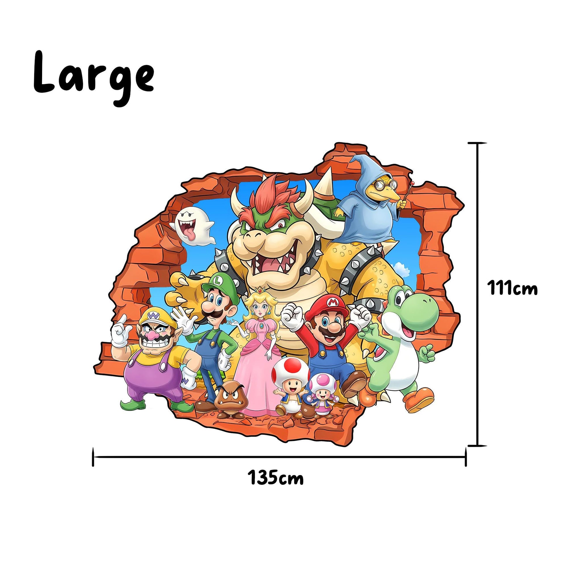 Super Mario Remove NurseryWall Decals – Princess Peach，Luigi,Toad,Yosh,Mario Nursery Decor