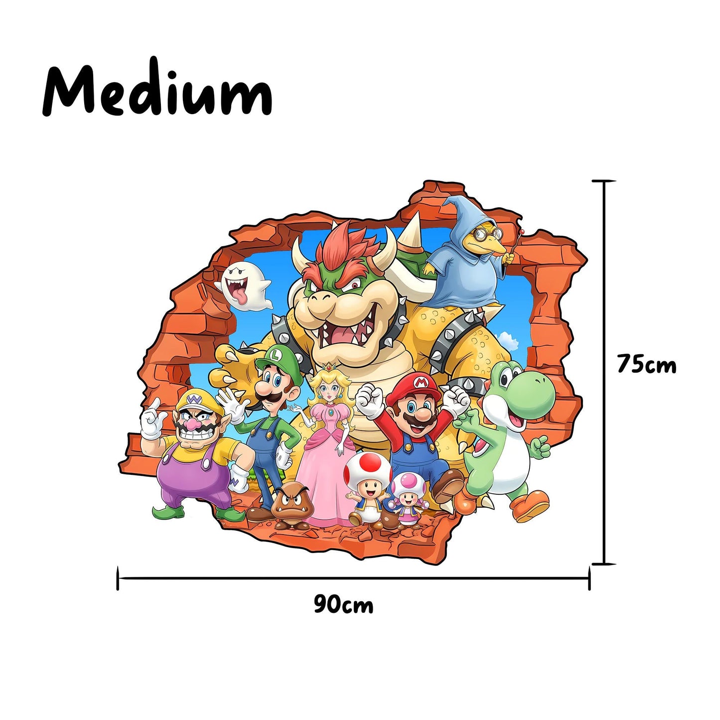 Super Mario Remove NurseryWall Decals – Princess Peach，Luigi,Toad,Yosh,Mario Nursery Decor