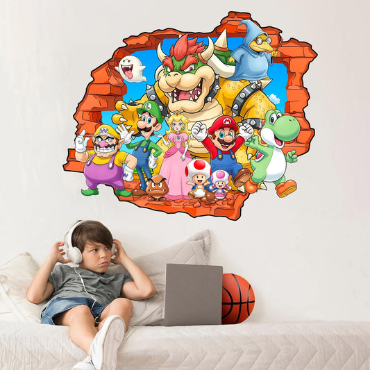 Super Mario Remove NurseryWall Decals – Princess Peach，Luigi,Toad,Yosh,Mario Nursery Decor