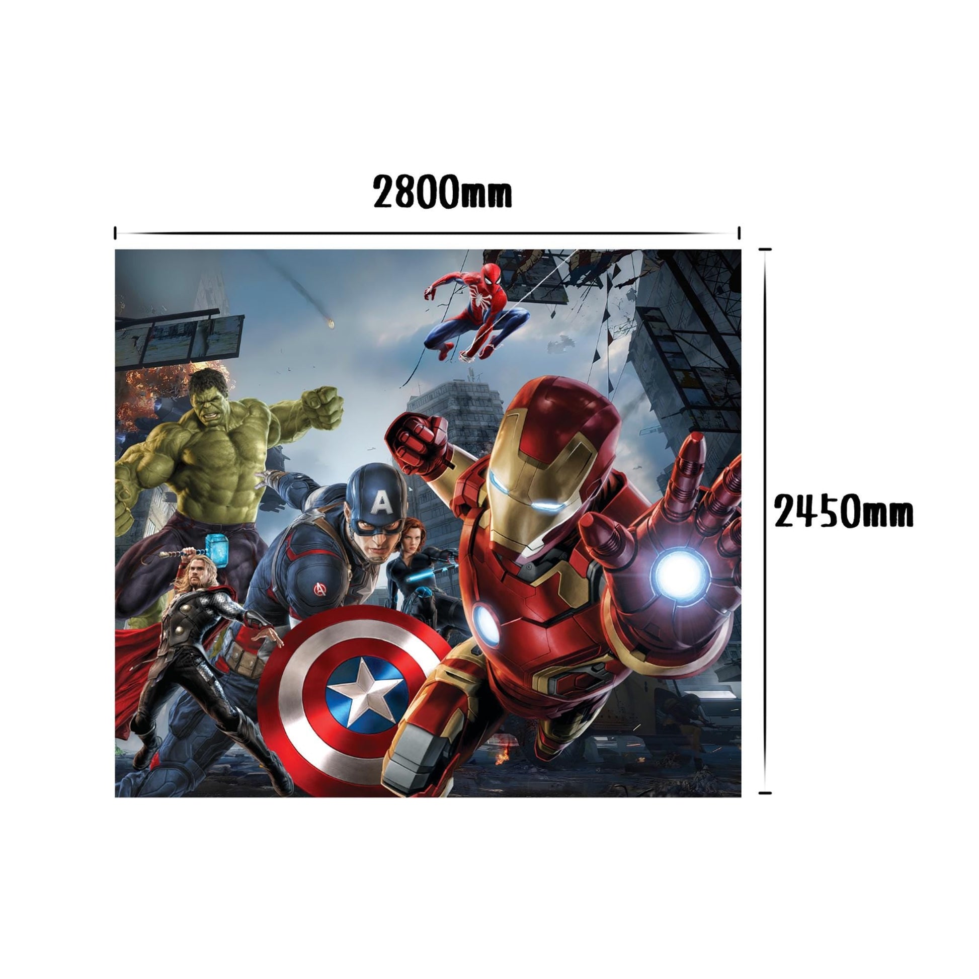 Avengers Superhero Wall Mural for Kids | Hulk Iron Man Spider-Man Wallpaper | Galaxy 3D Break Wall Decal