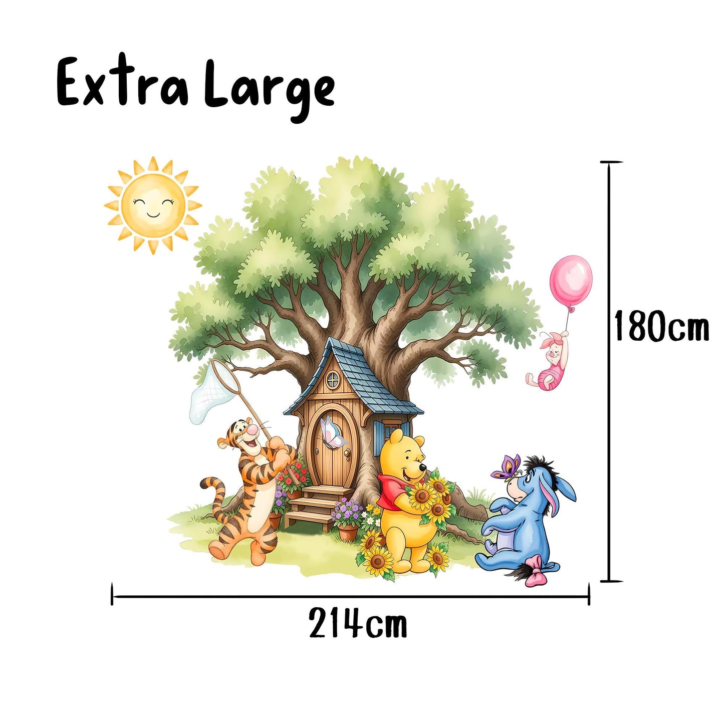 Watercolour Baby Winnie The Pooh and friends Remove Nursery Wall Decal Sticker