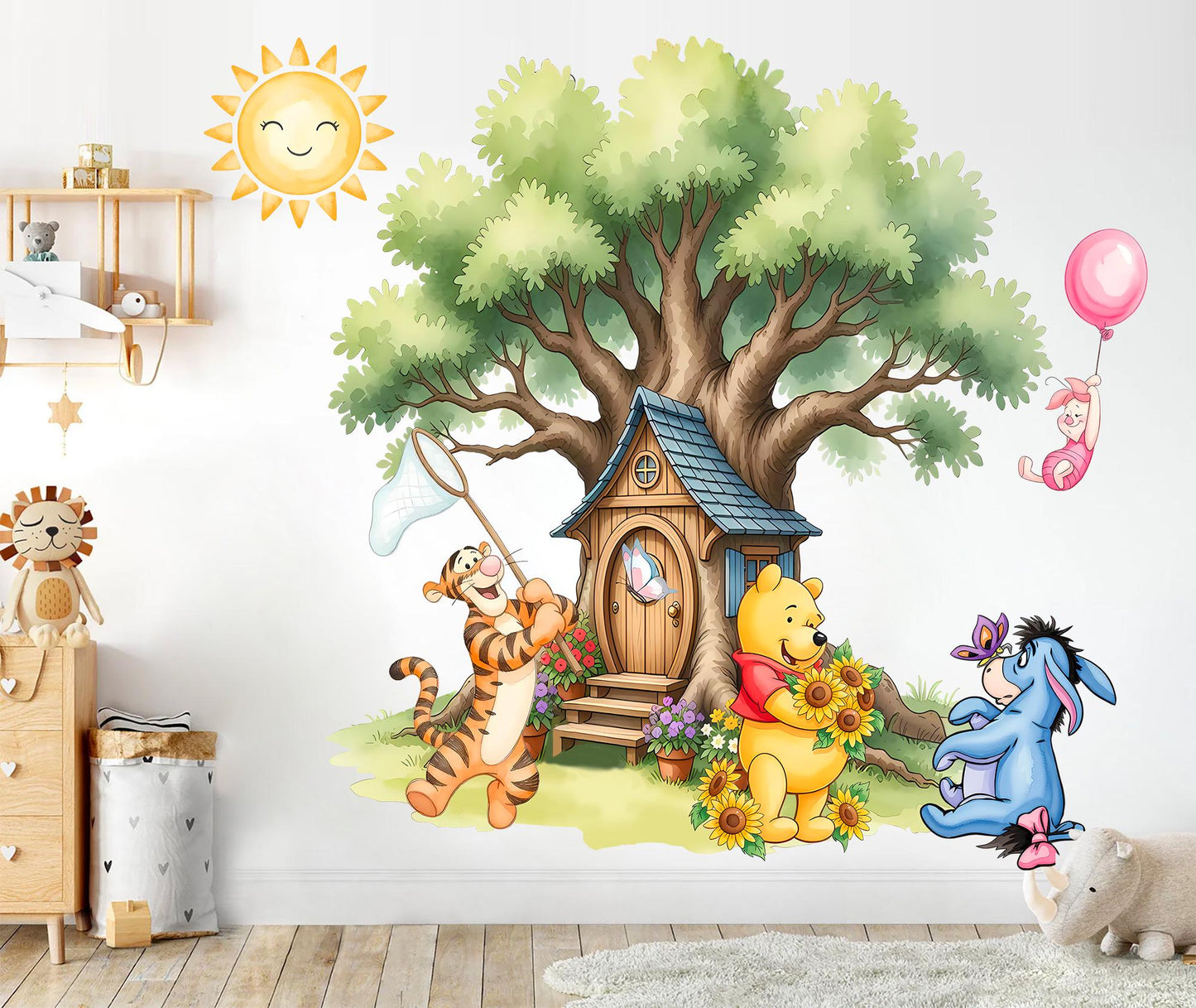 Watercolour Baby Winnie The Pooh and friends Remove Nursery Wall Decal Sticker