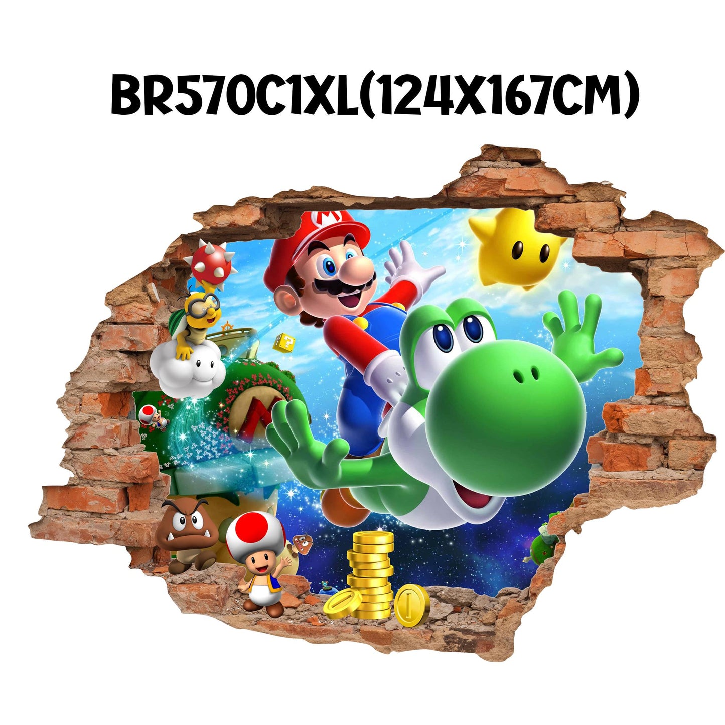 Super Mario Remove NurseryWall Decals – Princess Peach，Luigi,Toad,Yosh,Mario Nursery Decor