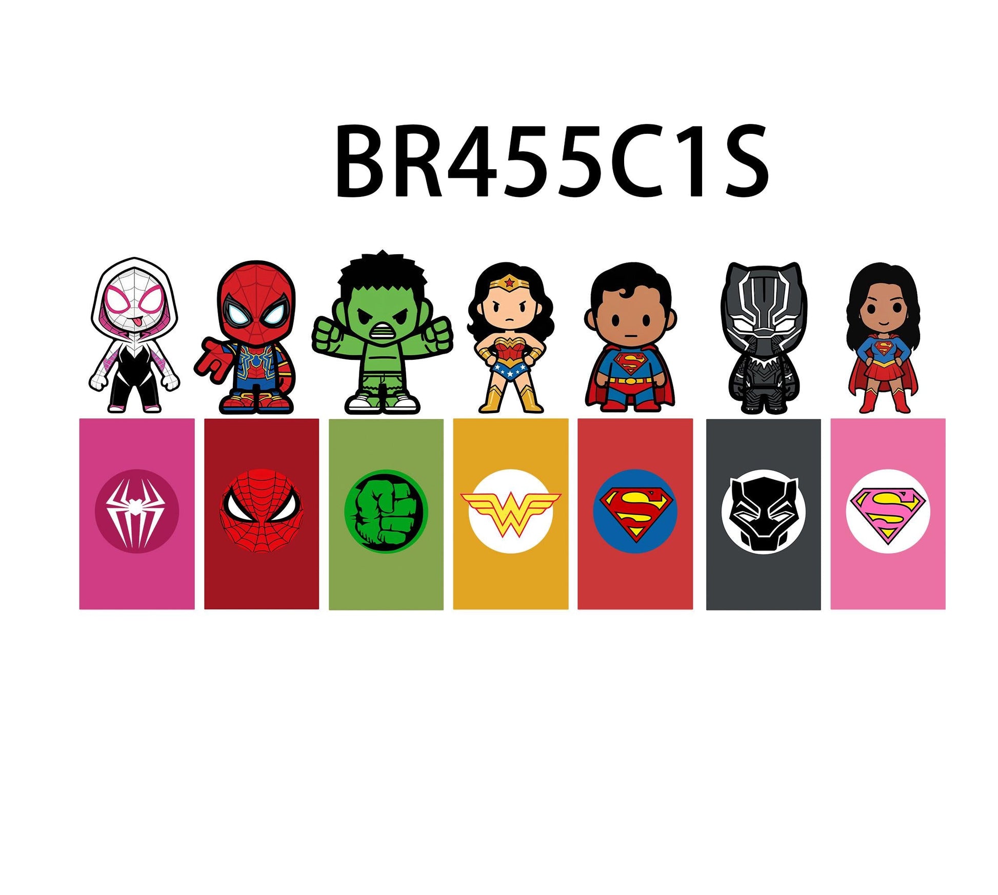 Marvel Superheroes with Logo Flags Wall Decal - Spiderman Iron Man Captain America - Boys Room Decoration