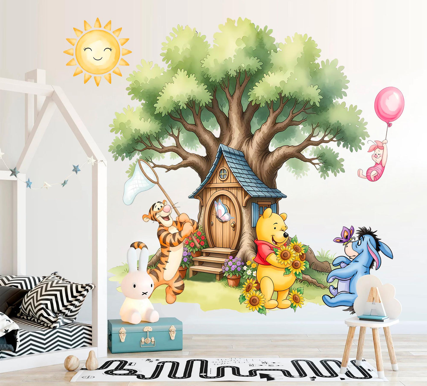 Watercolour Baby Winnie The Pooh and friends Remove Nursery Wall Decal Sticker