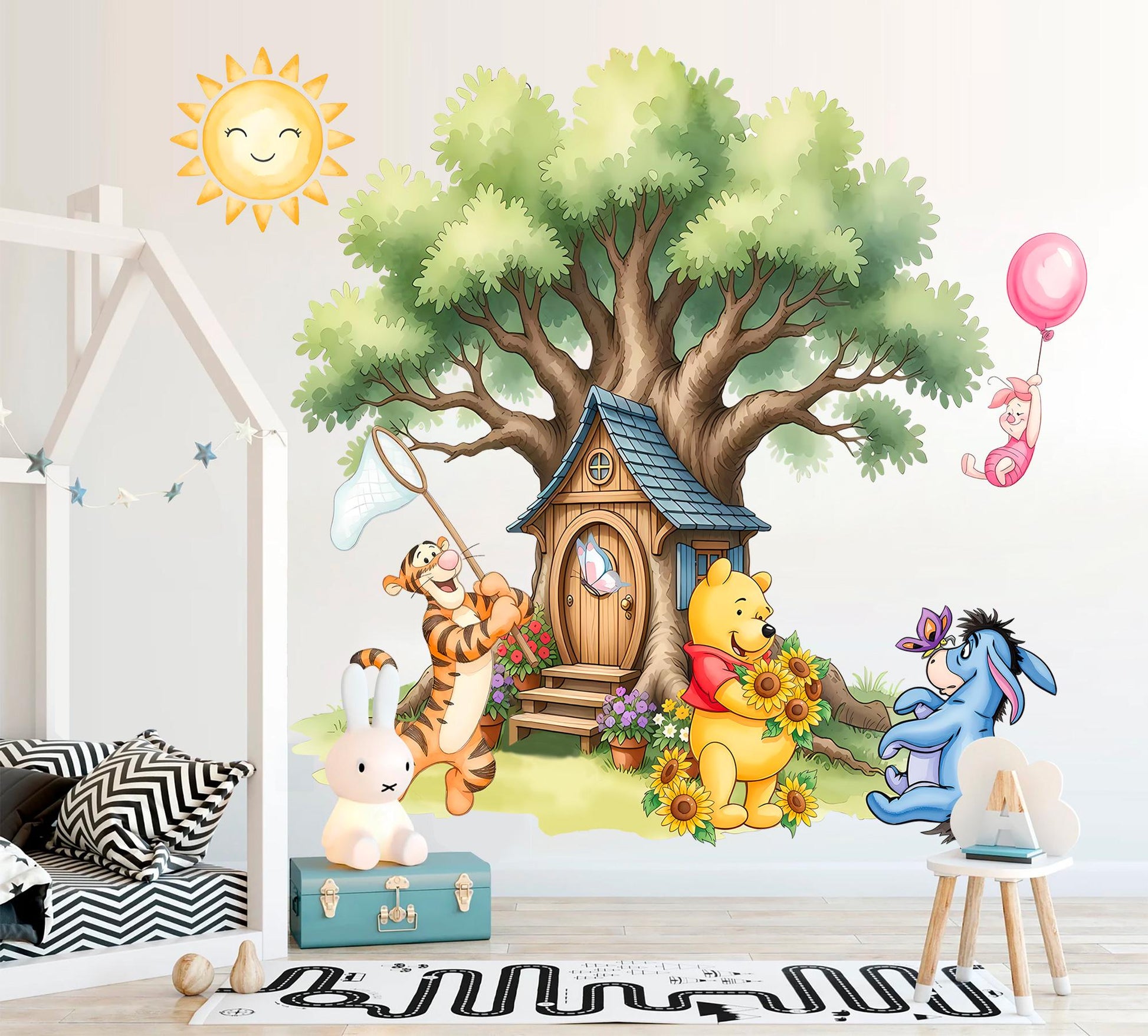 Watercolour Baby Winnie The Pooh and friends Remove Nursery Wall Decal Sticker