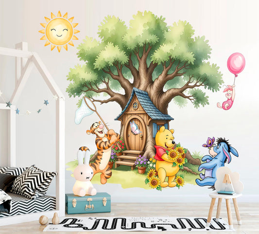Watercolour Baby Winnie The Pooh and friends Remove Nursery Wall Decal Sticker
