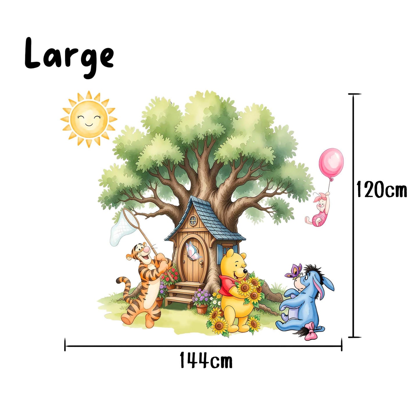Watercolour Baby Winnie The Pooh and friends Remove Nursery Wall Decal Sticker