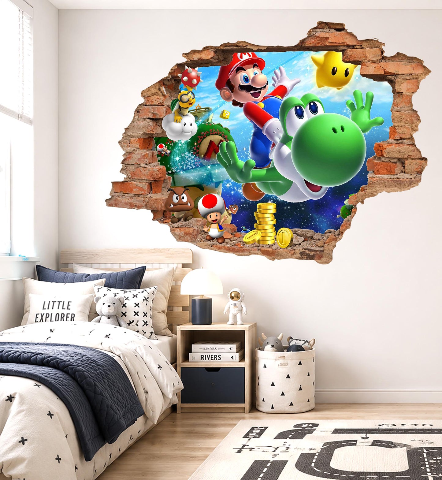 Mario Wall Decal 3D Brick Wall Sticker Boys Bedroom Decor