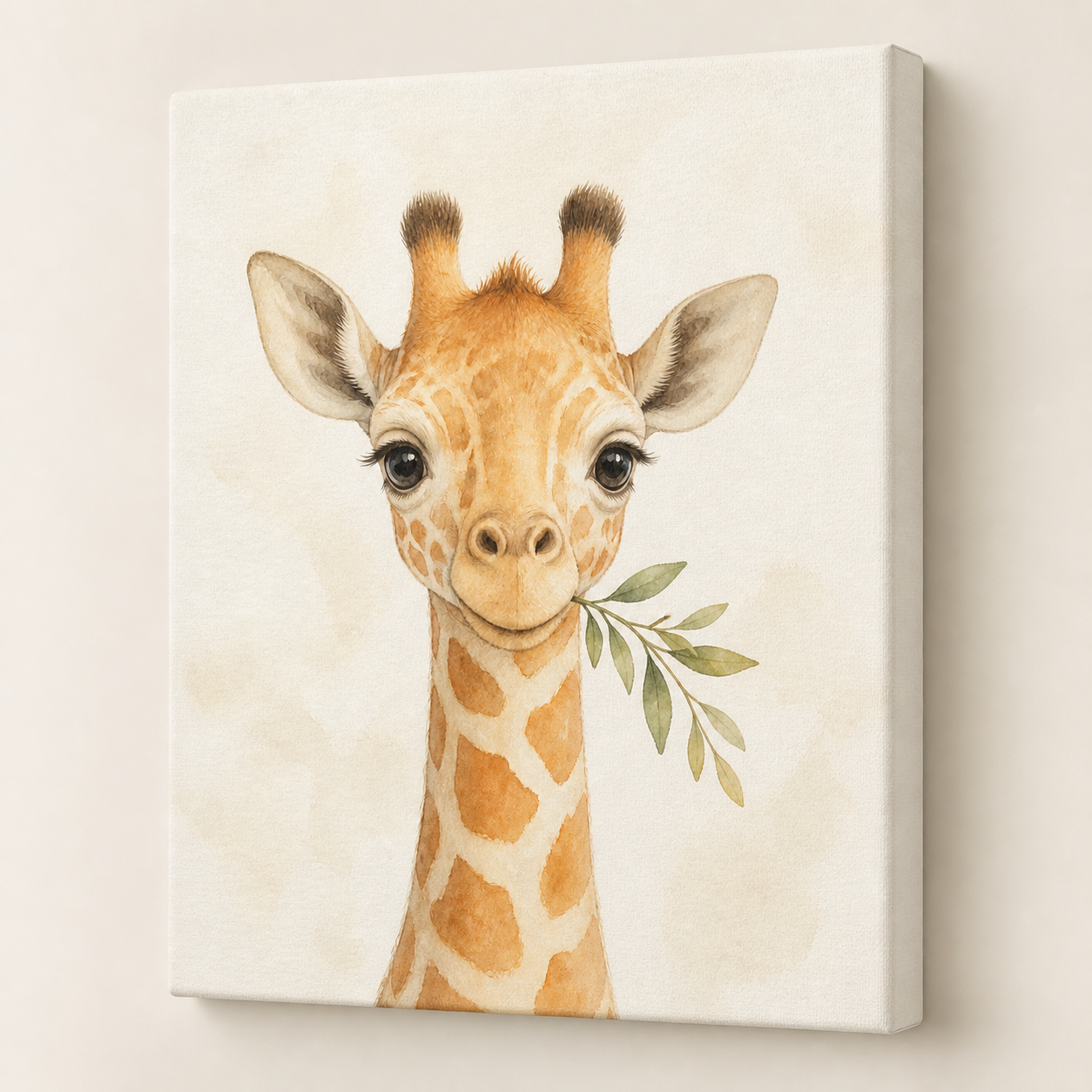 Little Giraffe Nursery Stretched Canvas Wall Art printed canvas edge and surface detail