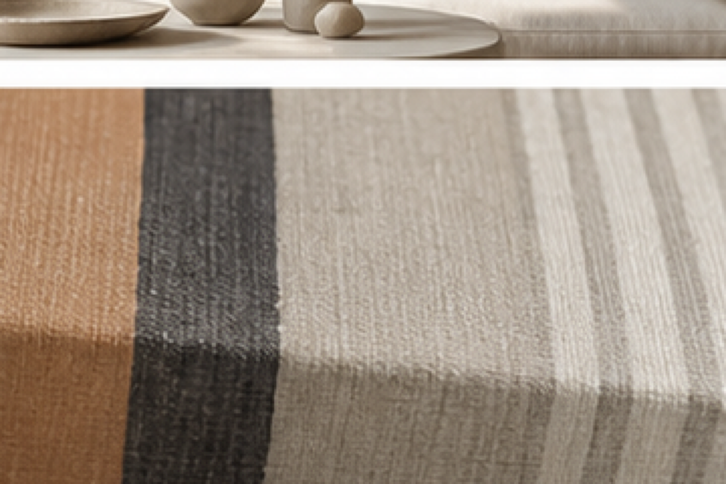 Minimal Stripes printed canvas texture and wrapped edge detail