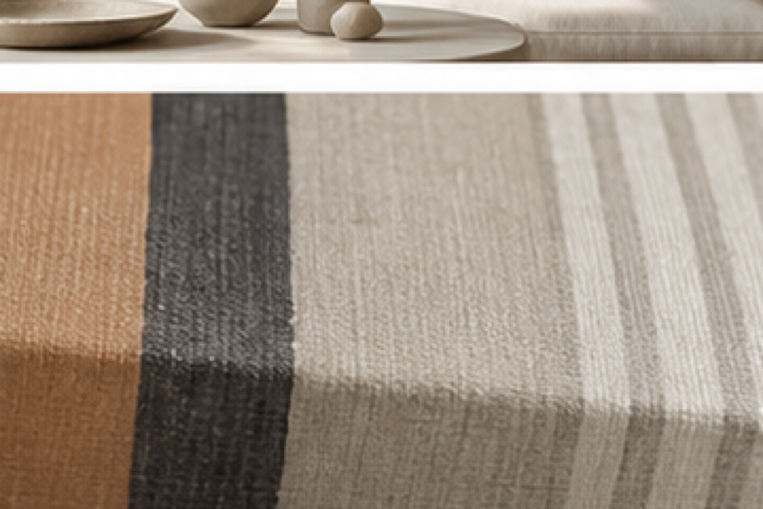 Minimal Stripes printed canvas texture and wrapped edge detail