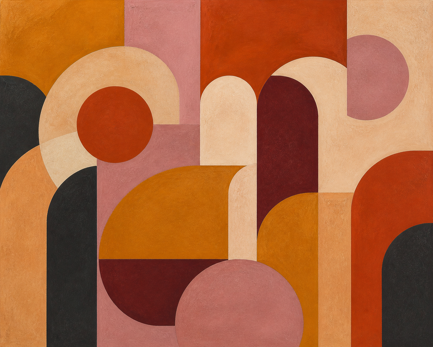 Ochre Rhythm ochre geometric abstract wall art, landscape orientation