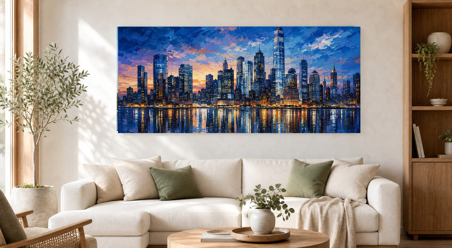 Twilight City Reflections Canvas